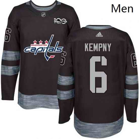 Mens Adidas Washington Capitals 6 Michal Kempny Authentic Black 1917 2017 100th Anniversary NHL Jerse